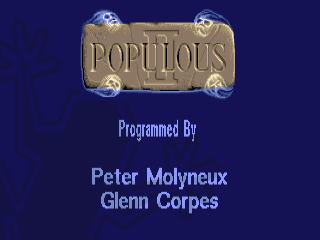 Populous II title screen for Amiga